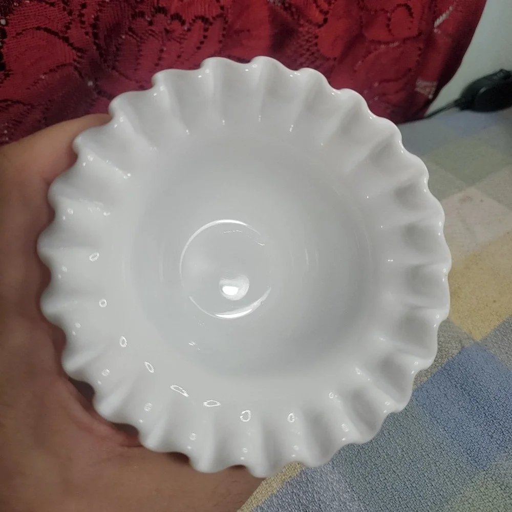 Vintage Fenton Milk Glass Hobnail‎ Mayonnaise Bowl and Underplate